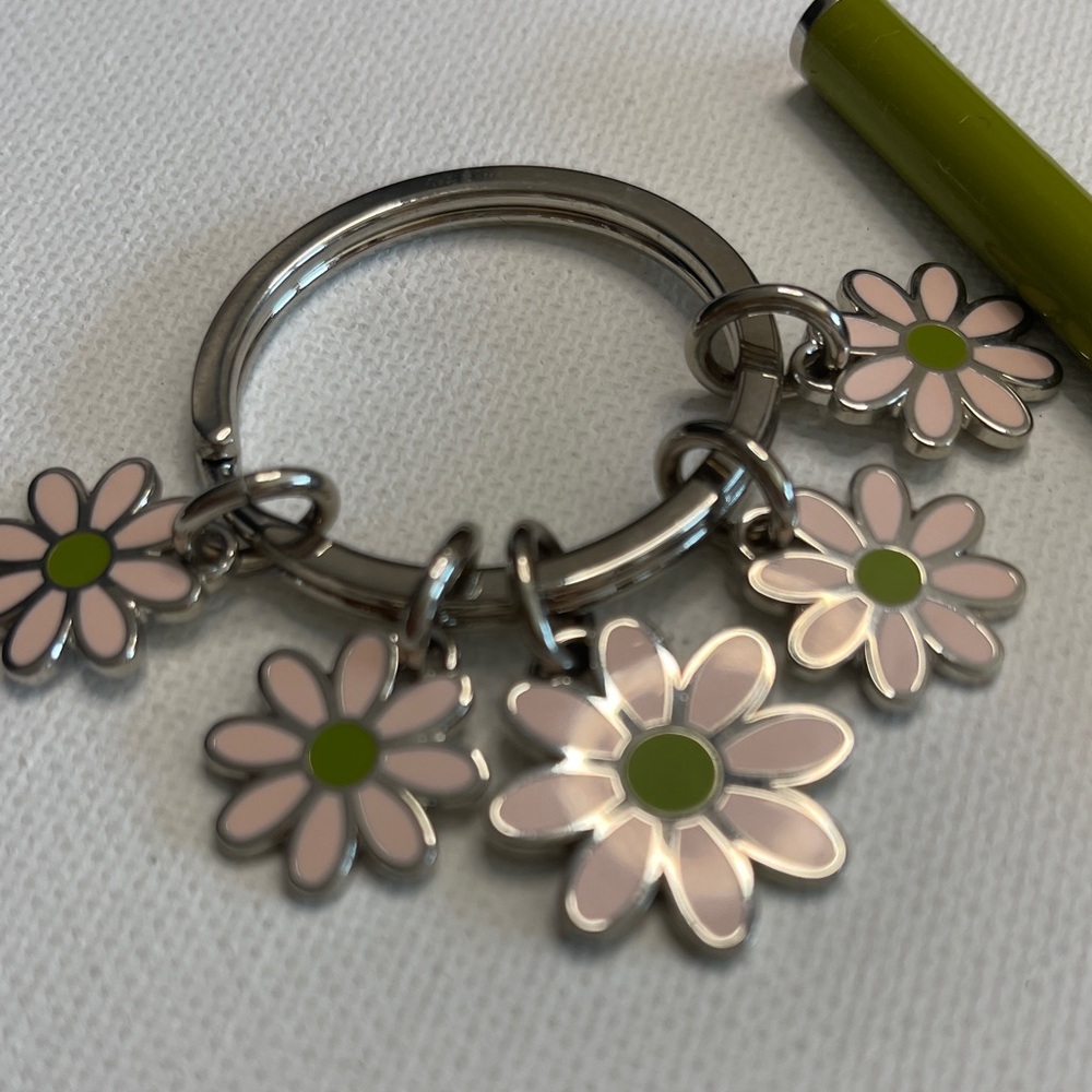 Coach Floral Charm Keychain with Pink and Green Accents and Coach Pen - Picture 2 of 6